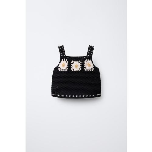 CROCHET KNIT TOP - Black | ZARA United States