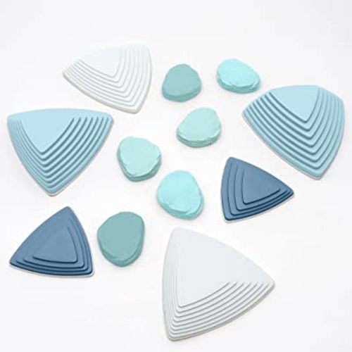 JumpOff Jo Rocksteady Plus Balance Blocks & Puddle Jumper Foam Stones for Kids, Promotes Balance & Coordination, Sensory Toys, Stepping Stones for Kids, Set of 12 Pieces