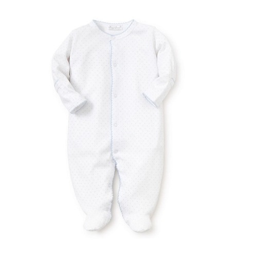 Kissy Kissy White/Blue Kissy Dots Footie