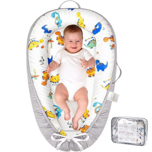 HKAI Baby Lounger - Infant Lounger for Newborn to 24 Months, Soft & Breathable Cotton Baby Nest, Portable Newborn Essentials for Boys & Girls, Cozy Baby Floor Seat for Home & Travel