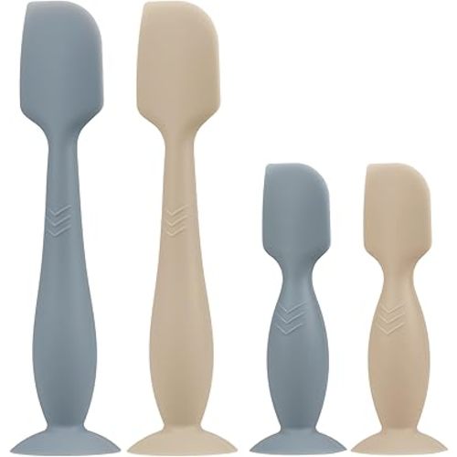 Baby Butt Paste Spatula - 4 Pack Diaper Cream Spatula Applicator Silicone Baby Butt Paste Spatula for Babies, Newborn, 2 x Large Size, 2 x Small Size (Ether/Sand)