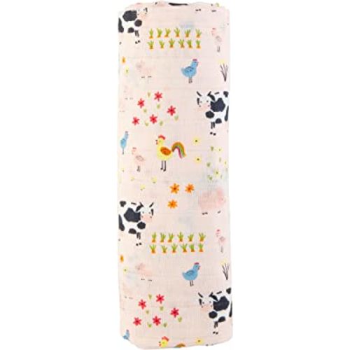 Mud Pie Pink Farm Print Swaddle