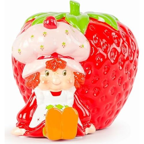 Strawberry Shortcake Ceramic Piggy Bank - Kids Room Decor & Coin Bank - Children's Learning Resource