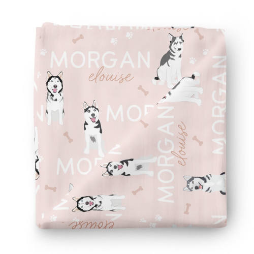 Personalized Baby Name Swaddle Blanket | Dog Breeds