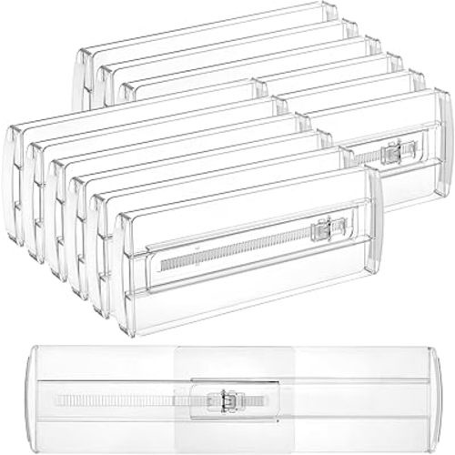 Vtopmart 12 Pack Drawer Dividers for Clothes, Adjustable 4" High Expandable from 10.6"-17" Dresser Drawer Organizer, Clear Plastic Drawer Separators for Baby Clothes, Underwear, sock, Easy to Assemble