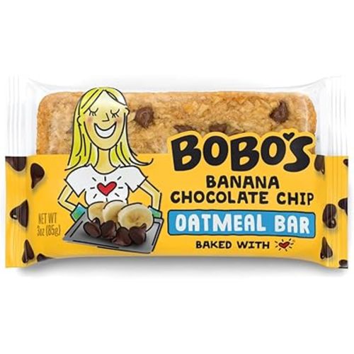 Bobo's Oatmeal Bars, Banana Chocolate Chip, Gluten Free Vegan Whole Grain Oat Bars, Pack of 12