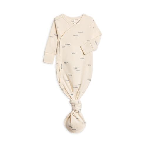 Colored Organics Baby Organic Cotton Newborn Knotted Gown - Infant Tie Gown with Mitten Cuffs - Boys and Girls Clothing