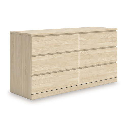 Signature Design by Ashley Modern Onita 6 Drawer Dresser, Natural Brown Wood Finish Dresser with Hardware-Free Design