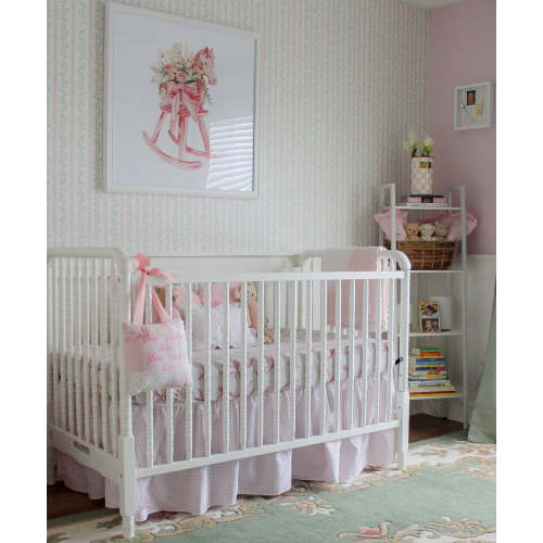 Classic Pink Gingham Gathered Crib Skirt