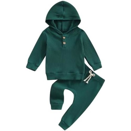 fhutpw Baby Girl Boy Clothes Long Sleeve Knitted Cotton Hoodie & Pants Sets Infant 3 6 12 18 Months Fall Winter Outfits