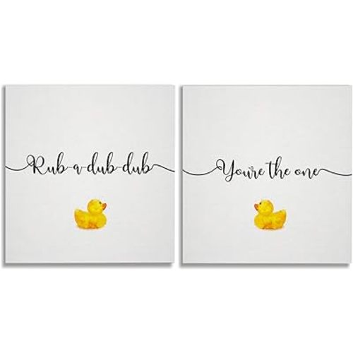 You're The One Rubber Ducky Bathroom Décor Set of 2 Gallery Wrapped Canvas Wall Art