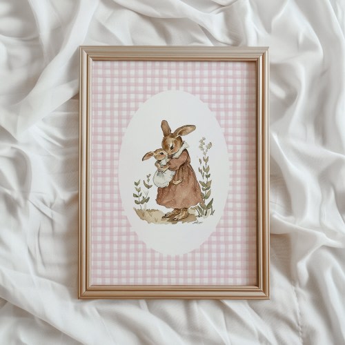 Rabbit Nursery Print | Vintage Style Nursery PRINTABLE Wall Art | Mom & Baby Print | Antique Nursery Decor | Girls Nursery Print | #918