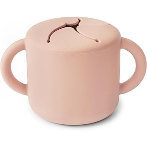 mushie Silicone Snack Cup | Spill Proof Food Container for Toddler and Baby (Blush)