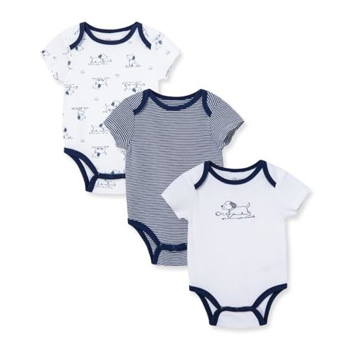 Little Me baby-boys 3-pack 100% Cotton Scratch Free Tag Onesies