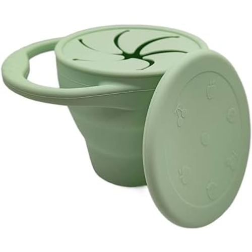 Baby Snack Cup,Collapsible Silicone Snack Container for Baby,Baby Snacks Holder with DustProof Lid,Baby and Toddler Snack Catcher Lid.