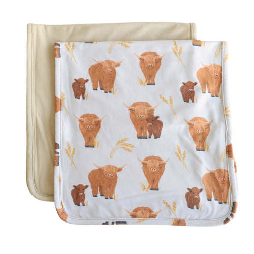 Happy Highland Cows 2pc Burp Cloth Set