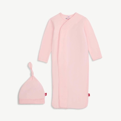 pink dogwood modal magnetic cozy sleeper gown + hat set – Magnetic Me