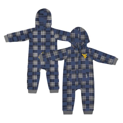 West Virginia Mountaineers Colosseum Infant Full-Zip Plaid Hoodie Long Sleeve Jumper - Navy