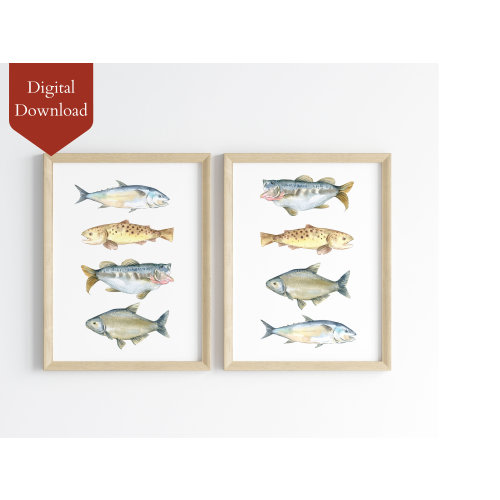 Printable Fishing Hunting Nursery Art Print | Custom Fish Decor for Kids | Baby Gift | Nursery Wall Decor