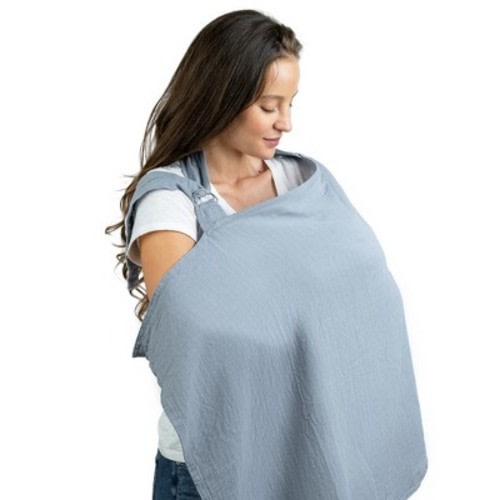 Muslin Nursing Cover for Baby Breastfeeding, Soft & Breathable Breastfeeding Cover by Comfy Cubs, Color: Pacific blue