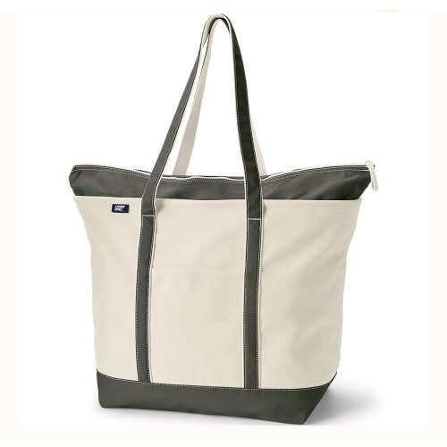 Extra Large Natural 5 Pocket Zip Top Canvas Tote Bag | Lands' End