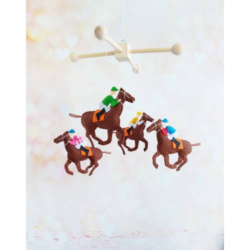 Baby crib mobile Horse and rider, Horse racing felt Nursery decor, Animal baby mobile, Hanging mobile, Colorfull mobile, Cot mobile