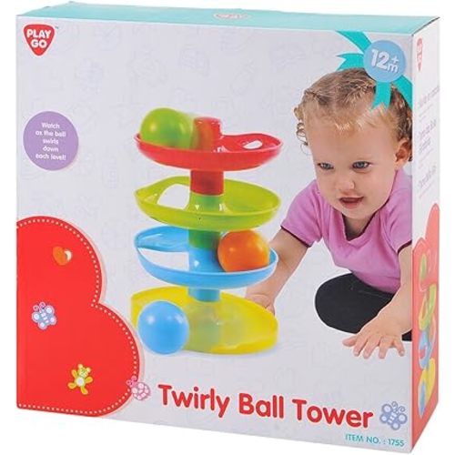 PLAY Twirly Tower Ball Drop Educational Development Toys for Kids Hand-Eye Coordination Skills Ramp Activity Playset for Toddlers Toy Birthday Gift Preschool Interactive Games