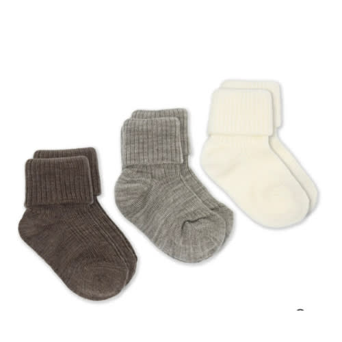 Wool Socks, Baby and Toddler, Brown-Gray & White