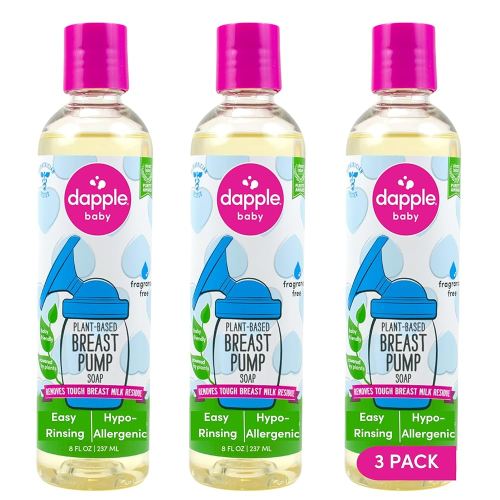 Dapple Breast Pump Soap Baby, 8 Fl Oz Bottle (Pack of 3), Fragrance Free, Plant Based & Hypoallergenic Liquid Soap - Easy Rinse Formula Removes Milk Residue & Leaves No Taste