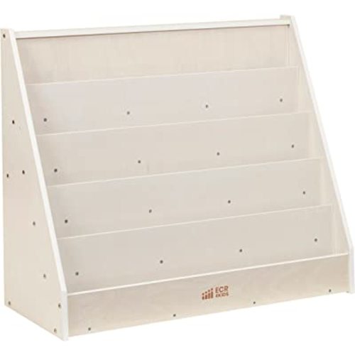 ECR4Kids Single-Sided Book Display, Classroom Bookshelf, White Wash