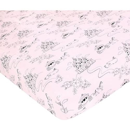 Hudson Baby Unisex Baby Cotton Fitted Crib Sheet, Fairytale Princess, One Size