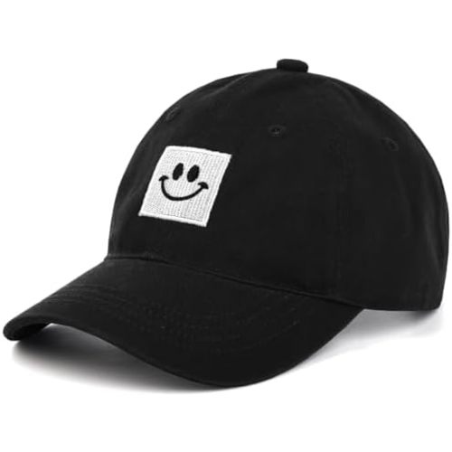 Smiley Face Baseball Cap for Toddler Boys Girls,Adjustable Kids Washed Cotton Cute Dad Hat