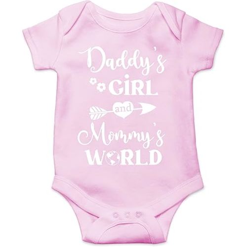 AW Fashions Daddy's Girl Mommy's World Baby Bodysuit Funny Cute Adorable Romper Newborn Outfit Unisex Girl (Newborn, Pink)