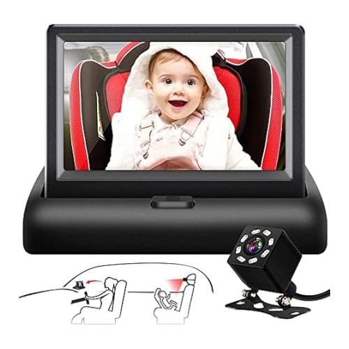 DoHonest Baby Car Camera 7-Inch: USB Plug and Play Easy Setup 360° Rotating Backseat Camera Two Kids HD 1080P Rear Facing Car Seat Camera Clear Night Vision -V9