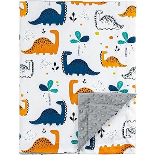 Vtialati Baby Blanket for Boys Girls,Soft Minky Blanket with Dotted Backing,Double Layer Baby Newborn Blanket Shower Gifts, Infant Dinosaur Receiving Blanket for Nursery Stroller Crib, 30X40 Inches …
