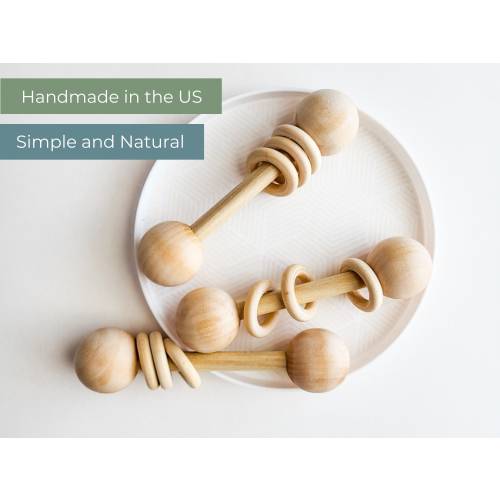 Wooden Baby Rattle | Organic Baby Rattle, Montessori Baby Toys, Baby Shower Gift, Gender Neutral, Sensory Toy, Infant Rattle, Toddler Toy