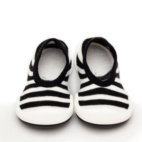Komuello Baby Shoes - Flat Black Stripe 6-12m