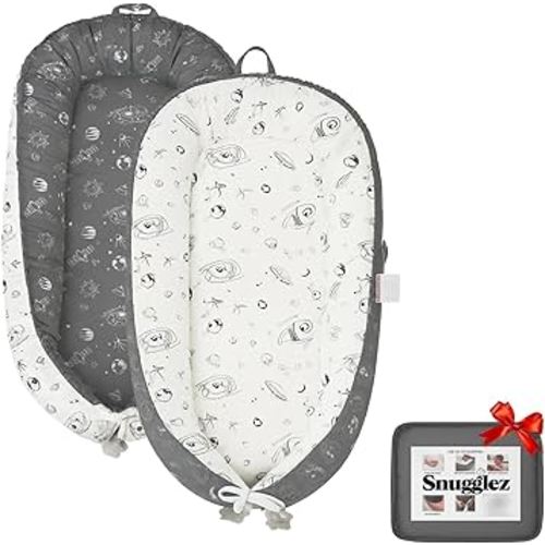 Baby Lounger 0-24 Months, Breathable Baby Nest Lounger with Washable Cover, Adjustable Infant Lounger for Home and Travel, Reversible Newborn Lounger for Tummy time, Newborn Babies Essentials (Grey)