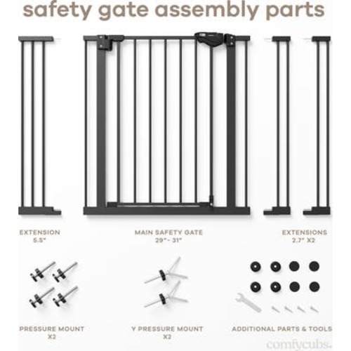 Baby Safety Gate with 3 Extensions