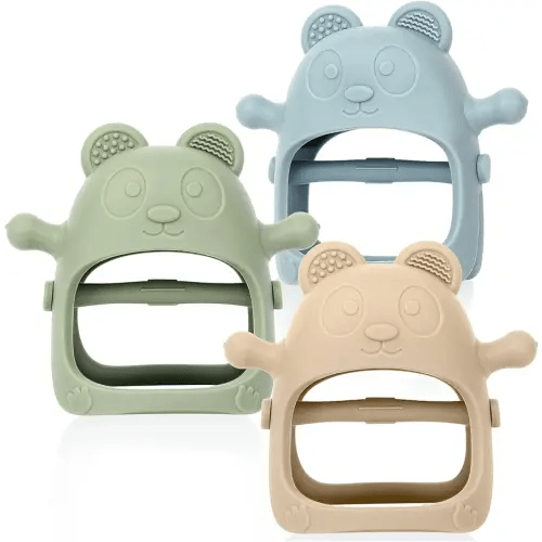 Baby Teething Toys for Infants 3+ Months Set of 3, Easy to Hold Silicone Teething Mitten with Soft Textures for Sensory Exploration and Teething Pain Relief, Baby Chew Toys for Sucking Needs