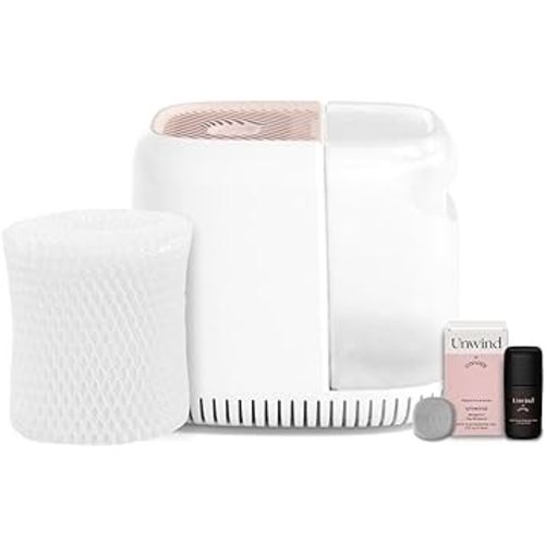 Canopy Bedside Humidifier, Pink Humidifier, 36 HR Run Time, 2.5L Capacity - Help Alleviate Symptoms of Allergies, Flu, Cold, Dry Skin Includes Humidifier, Unwind Aroma, Filter, Power Cord & Adapter