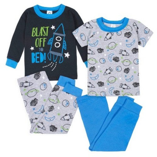 Gerber Infant & Toddler Boys' Snug Fit Cotton Pajamas, 4-Piece Set, Color: Blast off to bed, Size: 24 months