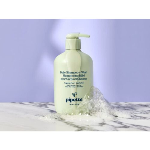 Pipette Baby Shampoo and Body Wash - Fragrance Free, Tear-Free Bath Time, Hypoallergenic, Moisturizing Plant-Derived Squalane, New Formula, 11.8 fl oz - Unscented - 11.8 Fl Oz (Pack of 1)