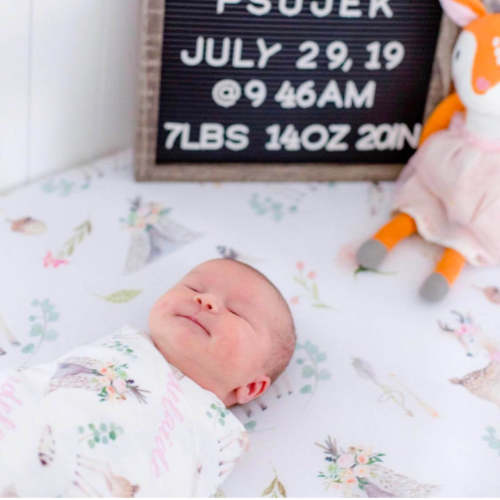 Blakely Woodland Deer Personalized Baby Name Swaddle Blanket