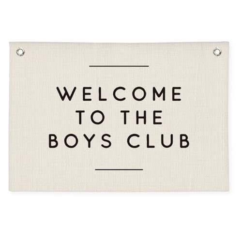 Wheatwin Boys Club Banner, Boys Playroom Kids Room Decor, Playroom Essentials, Linen Banner Kids Tapestry Wall Hanging Flag Decor for Toddler Boy Nursery