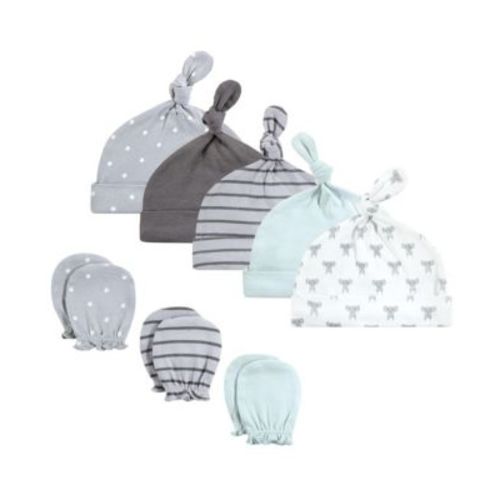 Baby Boys Hudson Unisex Cotton Cap and Scratch Mitten Set
