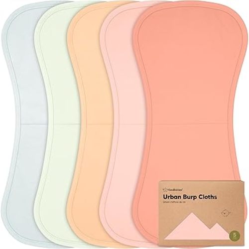 Organic Burp Cloths for Baby Boys and Girls - 5-Pack Super Absorbent Burping Cloth, Burp Clothes, Soft & Plush, Newborn Milk Spit Up Rags, Burpy Cloth Bib for Unisex, Burping Rags (Flora Dew)