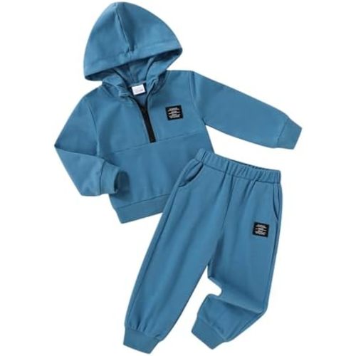 YOUNGER STAR Toddler Boys Girls Long Sleeve Hoodie Sweatpants Outfit Set