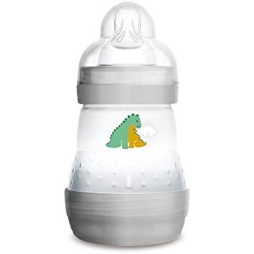 MAM Easy Start Anti-Colic Bottle, 5 oz (1-Count), Newborn Essentials, Slow Flow Bottles with Silicone Nipple, Unisex Baby Bottles, White
