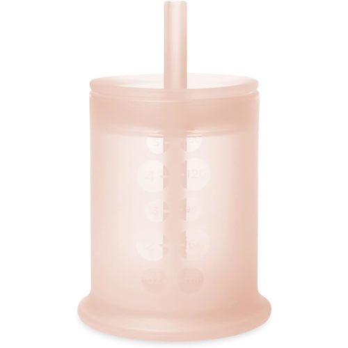 Olababy Silicone Training Cup with Straw Lid | Babies Water Drinking Cup | 6+ Mo Infant To 12-18 Months Toddler | Sippy Cup For Kids & Smoothie Cup | Baby Led Weaning (Coral, 5 oz)
